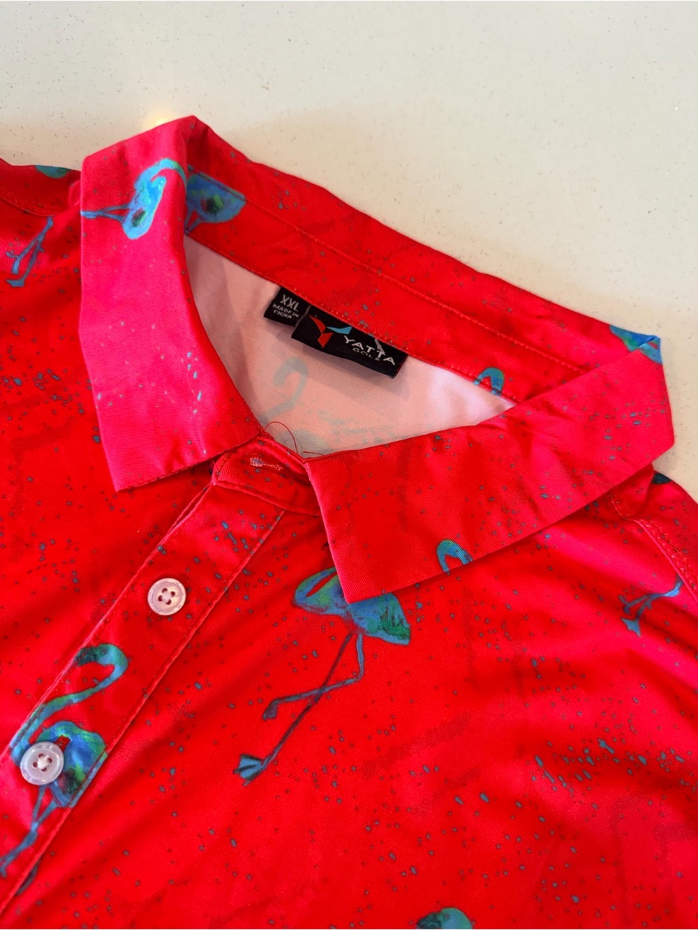 Yatta Golf Red Flamingo-Print Men's Polo Shirt